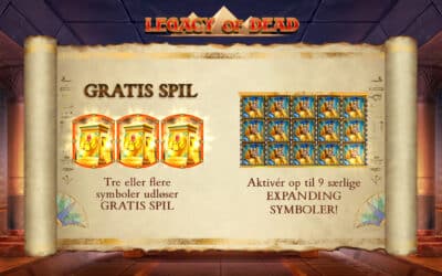 Legacy of Dead: Udløs op til 72 gratis spins og vind 5.000x indsatsen (Play’n GO) | Spil hos Betinia.dk med casino bonus